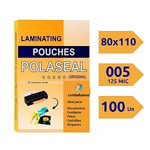 PLÁSTICO PARA PLASTIFICAÇÃO, POLASEAL, IDENTIDADE, 80X110X05, 100 UN