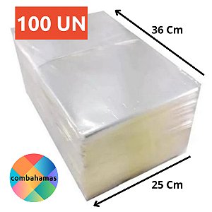 SACO PLASTICO, PP, INCOLOR, 25X36 CM, FINO 006 MM, 100 UN