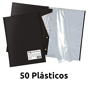 PASTA CATÁLOGO PRETA, A4, COM 50 PLÁSTICOS FINOS 006, 1 UN