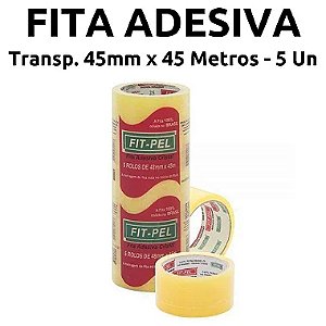 FITA ADESIVA, TRANSPARENTE, 45 MM X 45 METROS, 5 UN