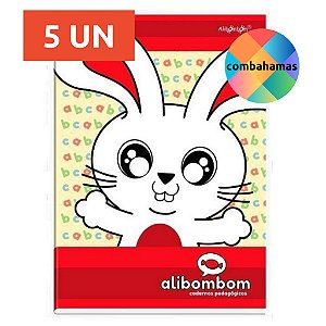 KIT 5 CADERNOS ALIBOMBOM BROCHURÃO, CAPA DURA, 80 FLS, 123X, VERMELHO