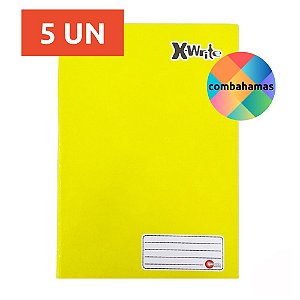 KIT 5 CADERNOS BROCHURÃO, CAPA DURA, 96 FLS, AMARELO, MÁXIMA, GRANDE