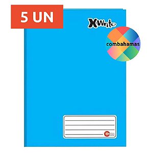 KIT 5 CADERNOS BROCHURÃO, CAPA DURA, 96 FLS, AZUL, MÁXIMA, GRANDE