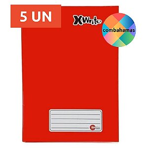 KIT 5 CADERNOS BROCHURÃO, CAPA DURA, 96 FLS, VERMELHO, MÁXIMA, GRANDE