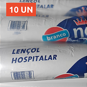 LENÇOL HOSPITALAR, DESCARTÁVEL, PAPEL BRANCO, ROLO 50 CM X 50 METROS, 10 UN