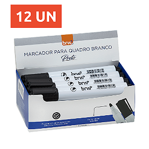 MARCADOR PARA QUADRO BRANCO, RECARREGÁVEL, PRETO, BRW, CA3002, 12 UN