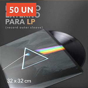 SACO PLÁSTICO, PP CRISTAL, GROSSO 020 MM, 32 X 32 CM, PARA DISCO VINIL, EXTERNO, 50 UN