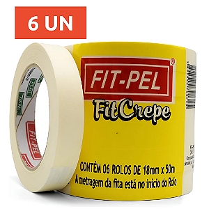 FITA CREPE 18 mm X 50 Metros, 6 UN