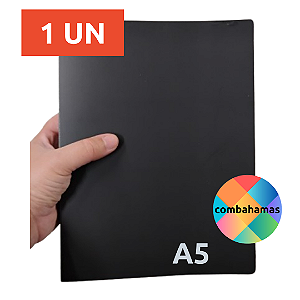 FICHÁRIO A5, PP, PEQUENO, 2 ARGOLAS, PRETO, 25 X 19,5 X 4 CM, 1 UN