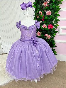 Vestido Infantil Princesa Sofia Com os Animais Lilás Strass - Fabuloso  Ateliê