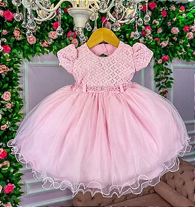 Vestido Barbie Pink Babado Princesa Belli Temático - Fabuloso Ateliê