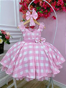 Vestido de princesa xadrez para meninas, Barbie Cosplay infantil