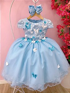 Vestido Infantil Lilás Princesa Sofia Apliques de Flores - Fabuloso Ateliê