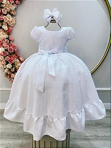 Vestido Infantil Branco Maquinetado Luxo