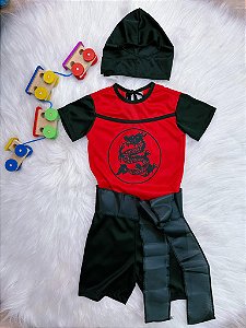 Fantasia Infantil Guerreiro Ninja Samurai com Faixa Festas