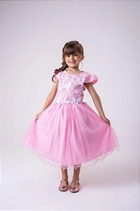 Vestido Jardim Encantado Rosa Bebe Borboleta Branca