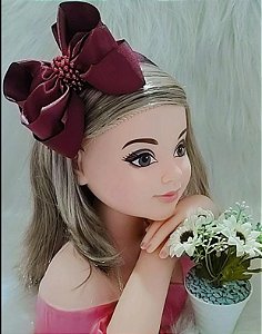 Tiara Infantil Marsala Laço Miolo de Pérolas Menina