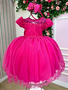 Vestido Jardim Encantado Rosa Pink Festa Luxo