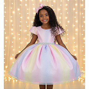 Vestido Infantil Circo Arco Iris Candy Color