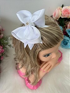 Laço Infantil Strass Maria Alice Branco
