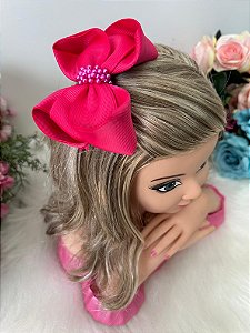 Laço Infantil Rosa Pérolas Maria Eduarda