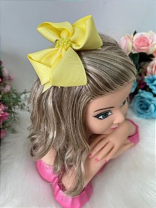 Laço Infantil Strass Maria Alice Amarelo