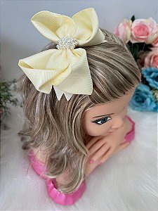 Laço Infantil Amarelo Claro Perolas Maria Eduarda