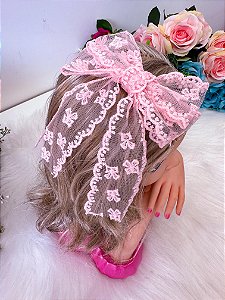Laço Renda Rosa Bebê Jessica