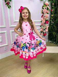 Vestido Infantil Divertidamente Rosa Temáticos Luxo