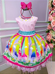 Vestido Temáticos Luxo Trolls