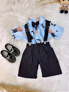 Conjunto Meninos do Poderoso Chefinho Com Short Susp. e Camisa