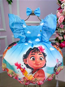 Vestido Infantil Moana Baby Azul Temáticos Kids