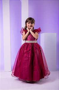 Vestido Infantil Longo Festa Luxo Marsala Amanda