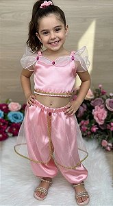 Fantasia Princesa Jasmine Rosa Menina
