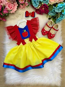 Romper Branca de Neve Macacão Vestido