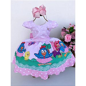 Vestido Infantil Galinha Rosa Temáticos Kids