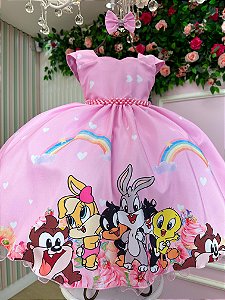 Vestido Ysa Kids Looney Tunes Baby Rosa