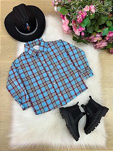 Camisa Xadrez Azul e Vermelho Junina