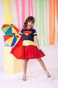 Fantasia Infantil Super Girls com Capa Embutida