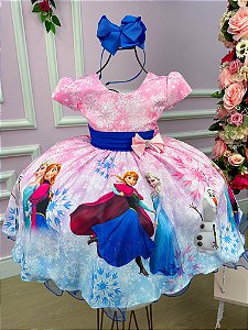Vestido Infantil Frozen Rosa Temáticos