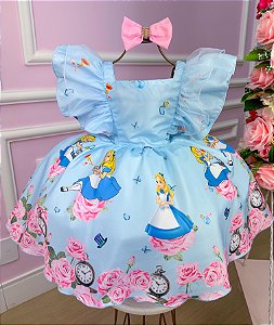 Vestido Alice no País das Maravilhas Temáticos Kids