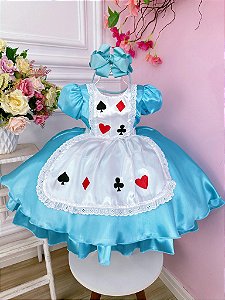 Vestido Alice no País das Maravilhas Festa Luxo