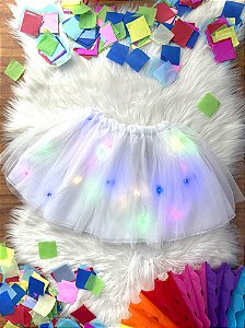 Saia de Tule Infantil Coloridos Com Glitter e Leds