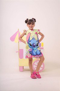 Vestido Infantil Lilo e Stitch Luxo Amarelo Festas