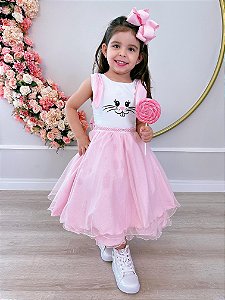 Vestido Infantil Coelho da Páscoa Saia Glitter Luxo