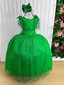 Vestido Infantil Longo Verde Bandeira Formatura