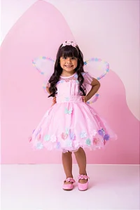 Vestido Jardim Encantado Rosa Bebe Isis Luxinho