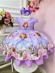 Vestido Infantil Princesa Sofia Cinto de Pérolas