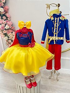 Vestido Branca de Neve Fantasia Infantil Princesa com Capa