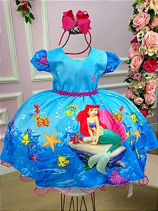 Vestido Infantil Ariel Princesa Sereia Temáticos